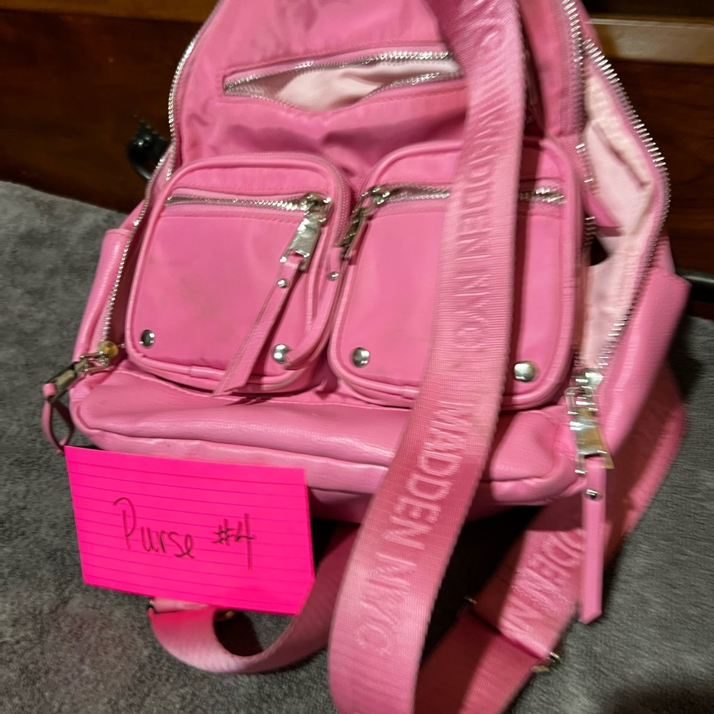 Steve Madden Pink Sporty Backpack with Silver Hardware